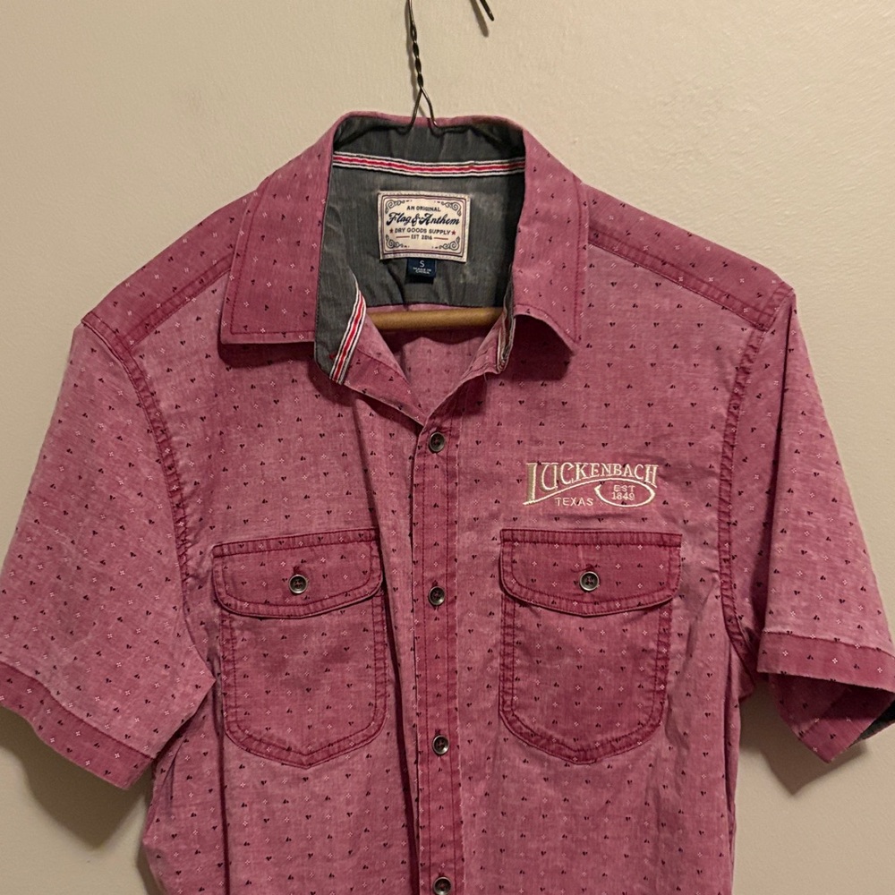 Luckenbach Texas Men's Casual Button Down Shirt - Maroon